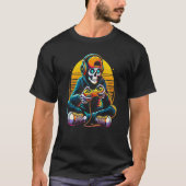 スケルトンクールゲーマーハロウィーンゲーミングコントローラDe Tシャツ (正面)