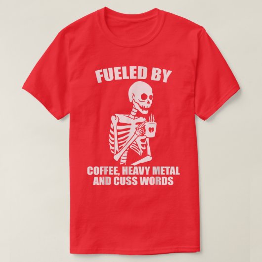 スケルトンコーヒーヘビーメタルキャスワードコーヒー恋人 Tシャツ (デザイン正面)