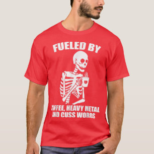 スケルトンコーヒーヘビーメタルキャスワードコーヒー恋人 Tシャツ