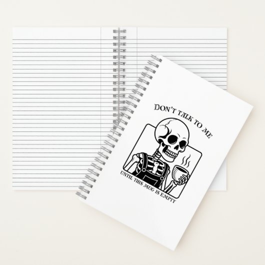 スケルトンコーヒー引用文アートはっきりした – ブラックタイポグラフィ ノートブック (内側)