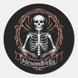 スケルトンゴシックスタイルブラックスカル ラウンドシール