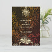 スケルトンゴシックレースシャンデリアハロウィン結婚ズ 招待状 (スタンド正面)