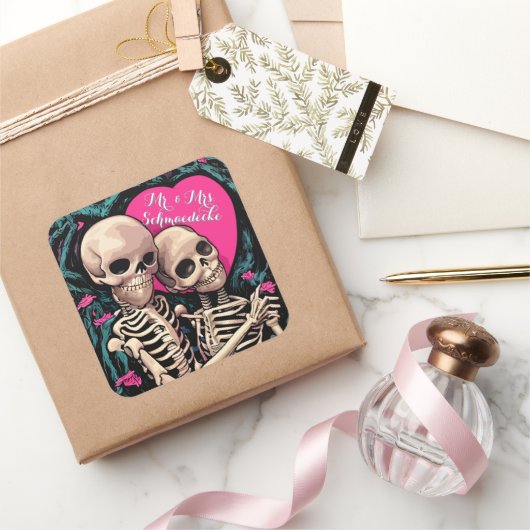 スケルトンゴシック結婚式用シール党の好意おもしろい スクエアシール (ギフト)