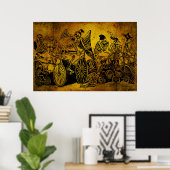 スケルトンサイクリストbyホセ・グアダルーペポサダ ポスター (ホームオフィス)