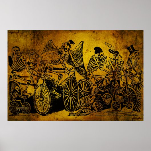 スケルトンサイクリストbyホセ・グアダルーペポサダ ポスター (正面)