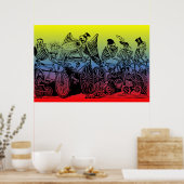 スケルトンサイクリストbyホセ・グアダルーペポサダ ポスター (キッチン)