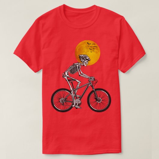 スケルトンサイクリング自転車ハロウィーンの衣装 Tシャツ (デザイン正面)