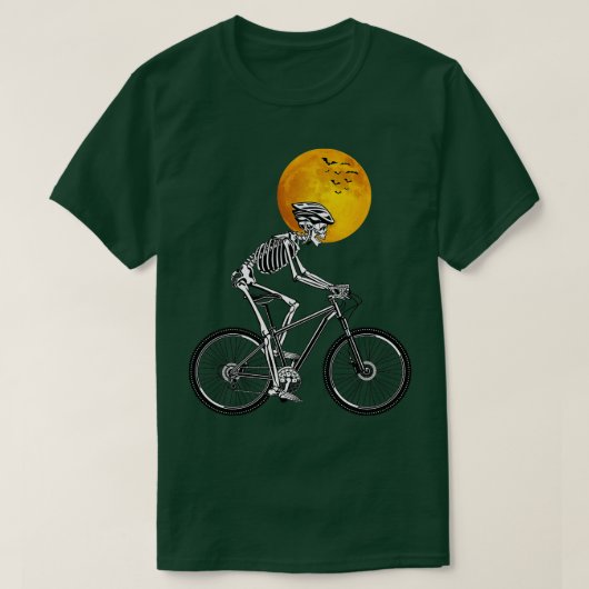 スケルトンサイクリング自転車ハロウィーンの衣装 Tシャツ (デザイン正面)