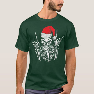 スケルトンサンタハットロックアンドロールハンドクリスカッコいいム Tシャツ