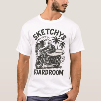 スケルトンサーファーのバイクTシャツ - グランジサーフアート Tシャツ