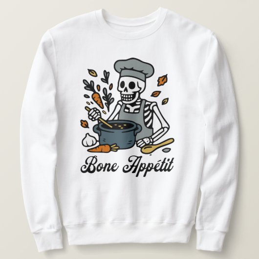 スケルトンシェフハロウィーン – 不気味秋料理 スウェットシャツ (デザイン正面)
