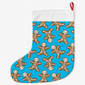 スケルトンジンジャーブレッドマンパターン ラージクリスマスストッキング (裏面)