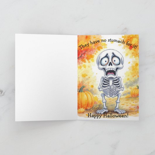 「スケルトンスカイダイバー」こども達のジョークのハロウィーン カード (内部)