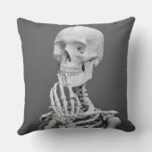 スケルトンスカルハロウィーンブラックアンドホワイトグレー クッション (裏面)