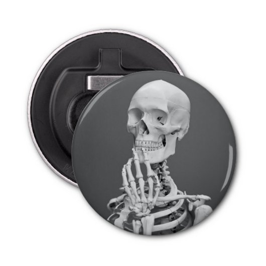 スケルトンスカルハロウィーンブラックアンドホワイトグレー 栓抜き (正面)