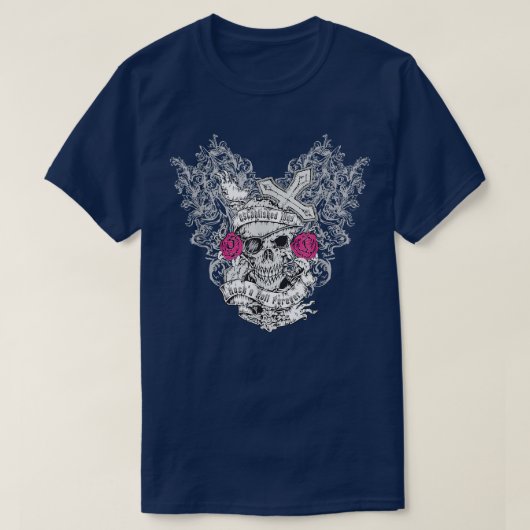 スケルトンスカルバラクロスボーン – Rock And Roll T Tシャツ (デザイン正面)