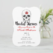 スケルトンスカルボーンズブラックレッドローズブライダルシャワー 招待状 (スタンド正面)