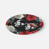 スケルトンスカルレッドホワイトローズゴシッ結婚クス ペーパープレート (アングル)