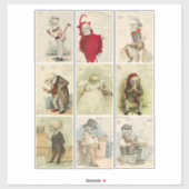 スケルトンスカルヴィンテージ1800sカレンダーアート シール (シート)