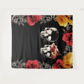 スケルトンスカル赤い黄色の写真背景 タペストリー (正面(横))