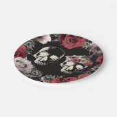 スケルトンスカル モーブ ダスティーローズ ゴシックウェディング ペーパープレート (アングル)