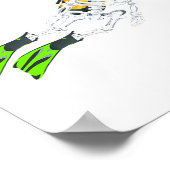 スケルトンスキューバダイビングハロウィーンパンプキンダイバー ポスター (角)