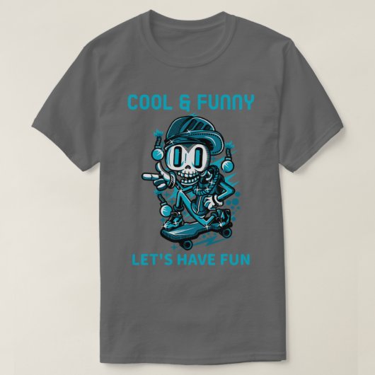 スケルトンスケーターがおもしろいを持つ Tシャツ (デザイン正面)