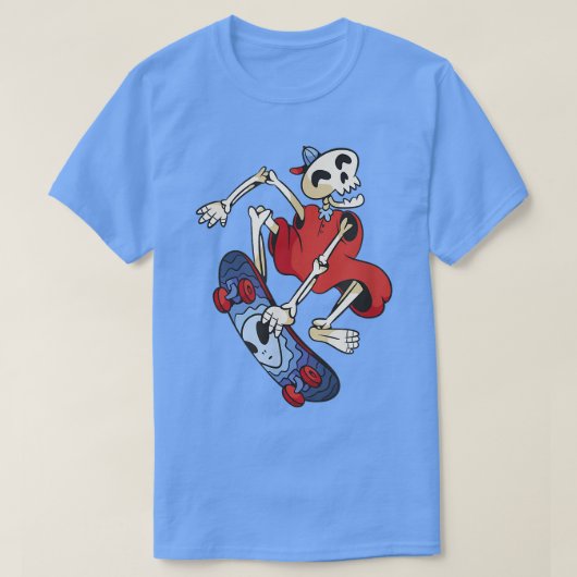 スケルトンスケータースケートボードスケートボードTシャツ Tシャツ (デザイン正面)