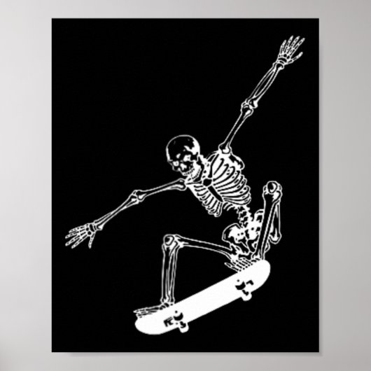 スケルトンスケートボードスカルハロウィンスケートボード ポスター (正面)