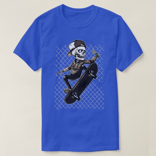 スケルトンスケートボードフェンス Tシャツ (デザイン正面)