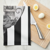 スケルトンストライプのラブカップル結婚ダンス キッチンタオル (四つ折り)