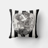 スケルトンストライプのラブカップル結婚ダンス クッション (裏面)