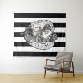 スケルトンストライプのラブカップル結婚ダンス タペストリー (インサイチュ(横))