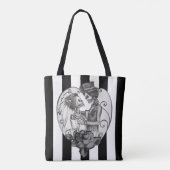 スケルトンストライプのラブカップル結婚ダンス トートバッグ (裏面)