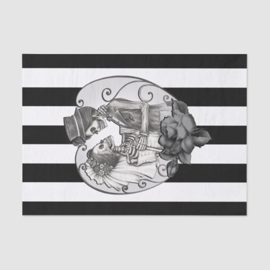 スケルトンストライプのラブカップル結婚ダンス 薄葉紙 (正面)