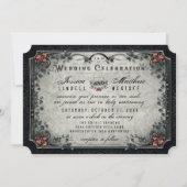 スケルトンズグレー白黒結婚ハート 招待状 (裏面)