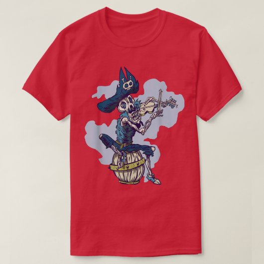 スケルトンズ遊ヴァイオリン海賊ミュージカル楽器 Tシャツ (デザイン正面)