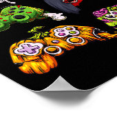 スケルトンゾンビゲームコントローラハロウィンゲーマー ポスター (角)
