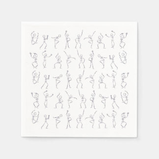 スケルトンダンスハロウィーンナプキン – 白 スタンダードカクテルナプキン