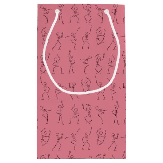 スケルトンダンスハロウィーン小抱き枕 – ピンク スモールペーパーバッグ (裏面)