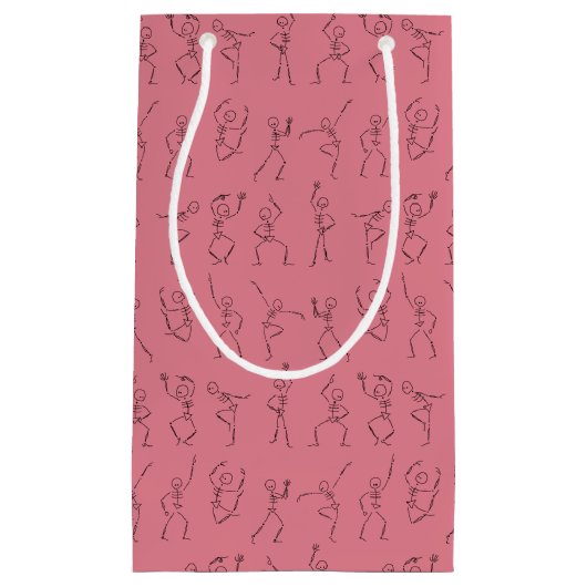スケルトンダンスハロウィーン小抱き枕 – ピンク スモールペーパーバッグ (正面)
