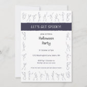スケルトンダンスハローウィンパーティの招待 – 白 招待状 (正面)