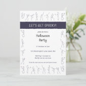 スケルトンダンスハローウィンパーティの招待 – 白 招待状 (スタンド正面)