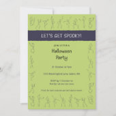 スケルトンダンスハローウィンパーティの招待 – 緑 招待状 (正面)