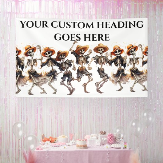 スケルトンダンスハローウィンパーティキッズアダルトモダン 横断幕 (パーティー)