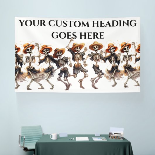 スケルトンダンスハローウィンパーティキッズアダルトモダン 横断幕 (トレードショー)