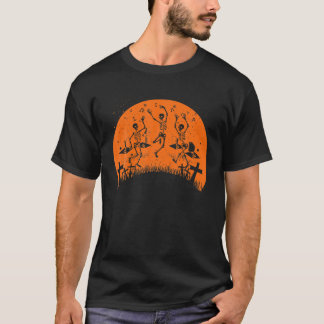 スケルトンダンスマカーブルヴィンテージレトロサンセットハロー Tシャツ