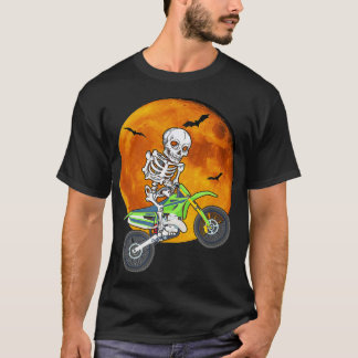 スケルトンダートバイクハロウィンモトクロスバイクもしくは自転車に乗る人 Tシャツ