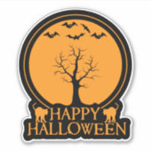 スケルトンツリーこうもりと猫ハロウィーンID860 シール (正面)