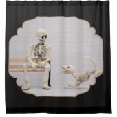 スケルトンドッグとオーナーシャワーカーテン シャワーカーテン (正面)